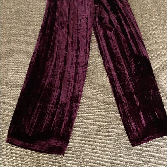 GOOD AMERICAN $159 Crinkle Velvet PANTS Size 1 = Small High Waist Wide Leg Port - Picture 8 of 13
